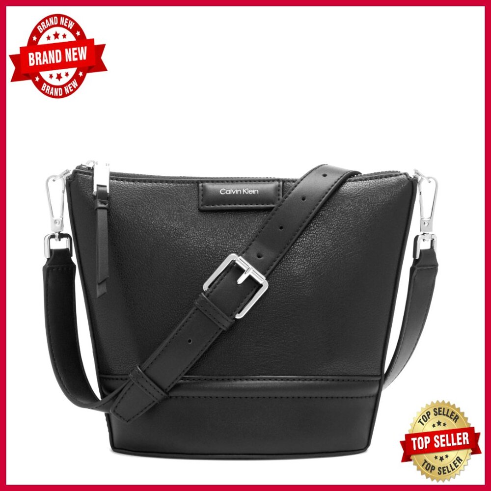 Vegan Leather Crossbody Bag With Interior Pockets, Top Zip Closure